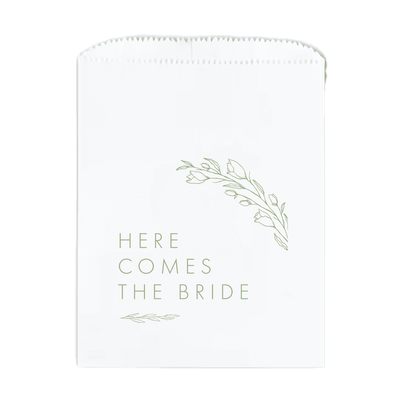 Here Comes The Bride Floral Favor Treat Bag - Treat Bag - Full Color