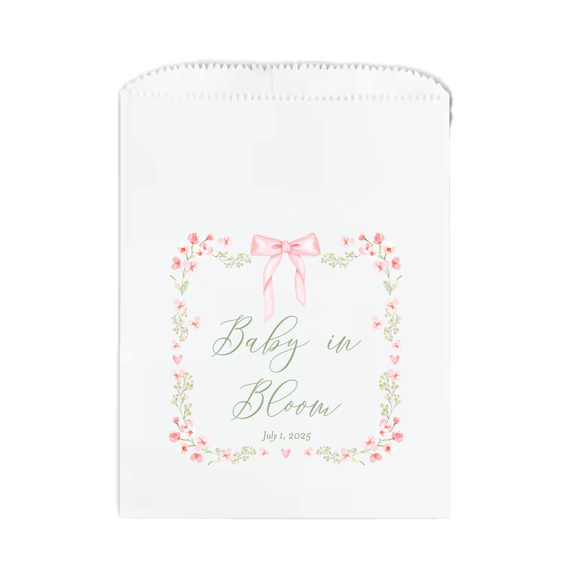 Baby In Bloom Custom Baby Shower Favor Treat Bags - Treat Bag - Full Color