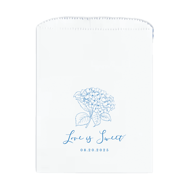 Summer Hydrangea Personalized Favor Treat Bag - Treat Bag - Full Color