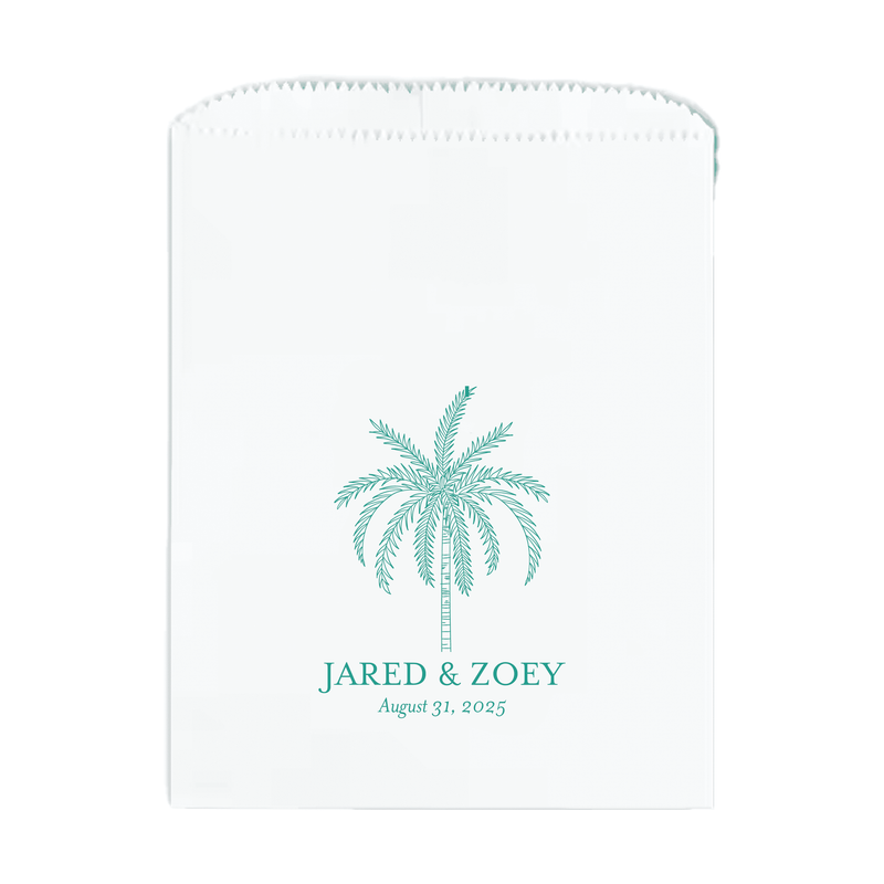 Palm Tree Personalized Favor Treat Bag - Treat Bag - Full Color
