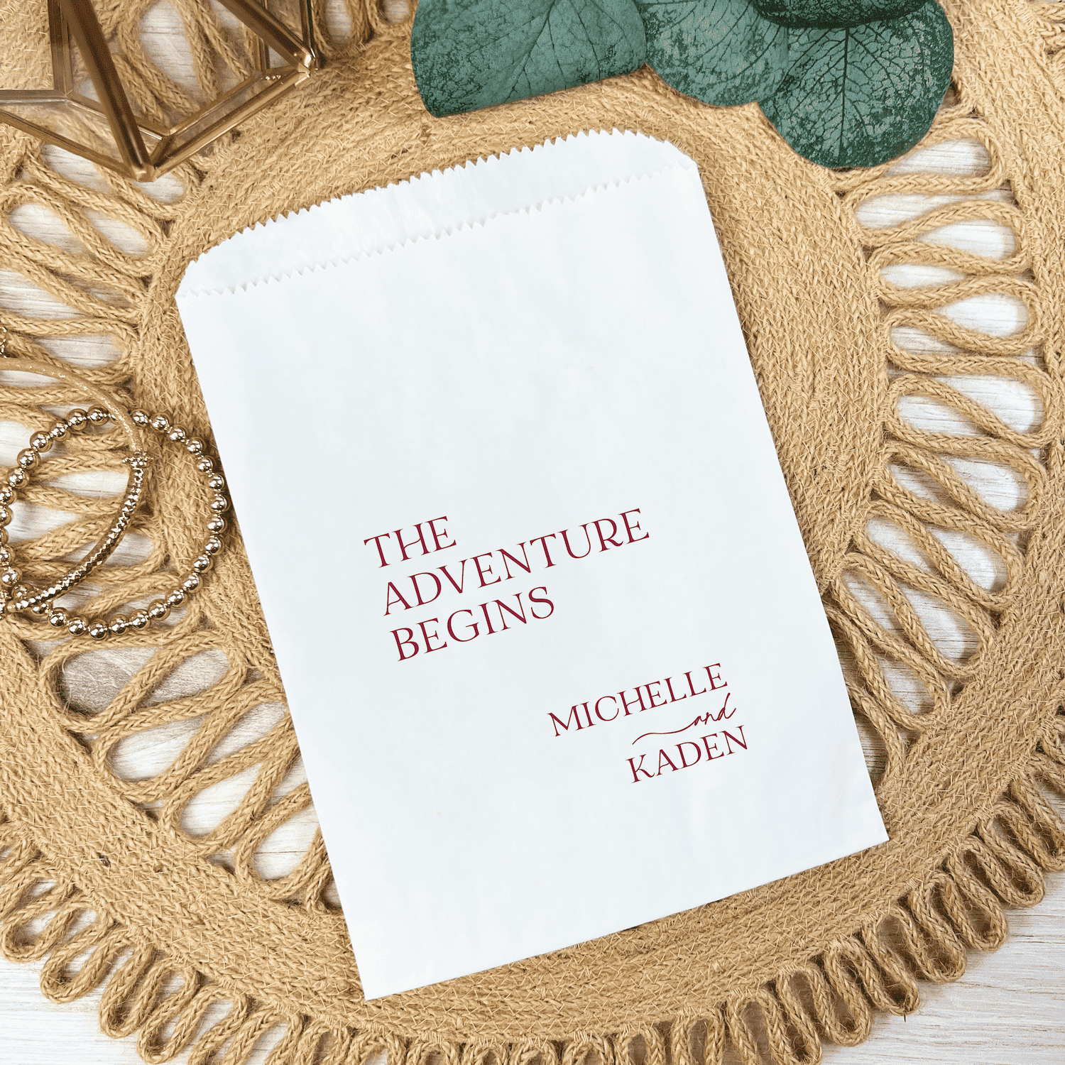 The Adventure Begins Simple Personalized Favor Treat Bag - Treat Bag - Full Color