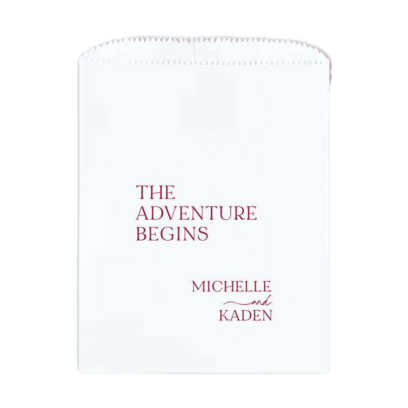 The Adventure Begins Simple Personalized Favor Treat Bag - Treat Bag - Full Color