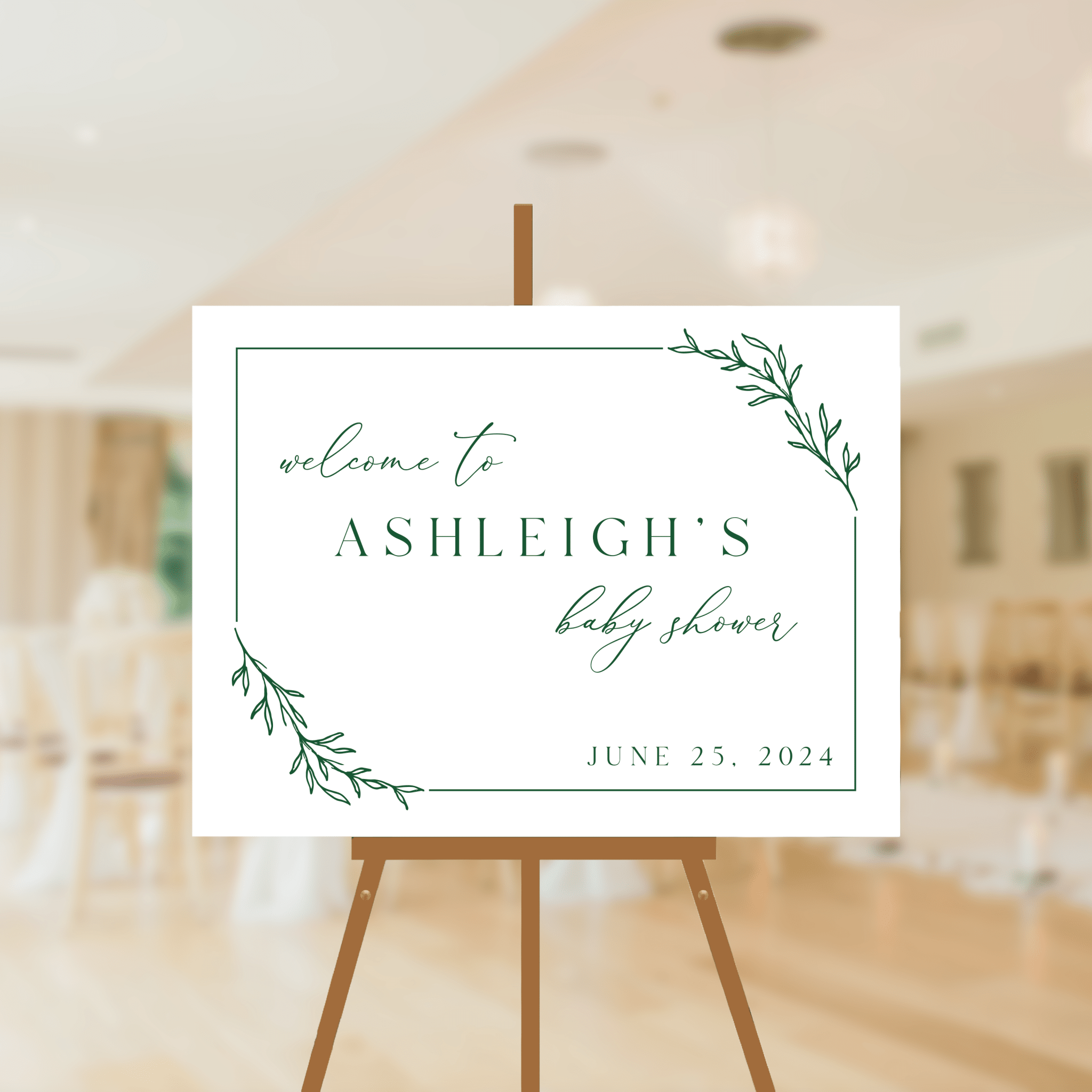 Elegant Greenery Baby Shower Acrylic Sign - Welcome Sign