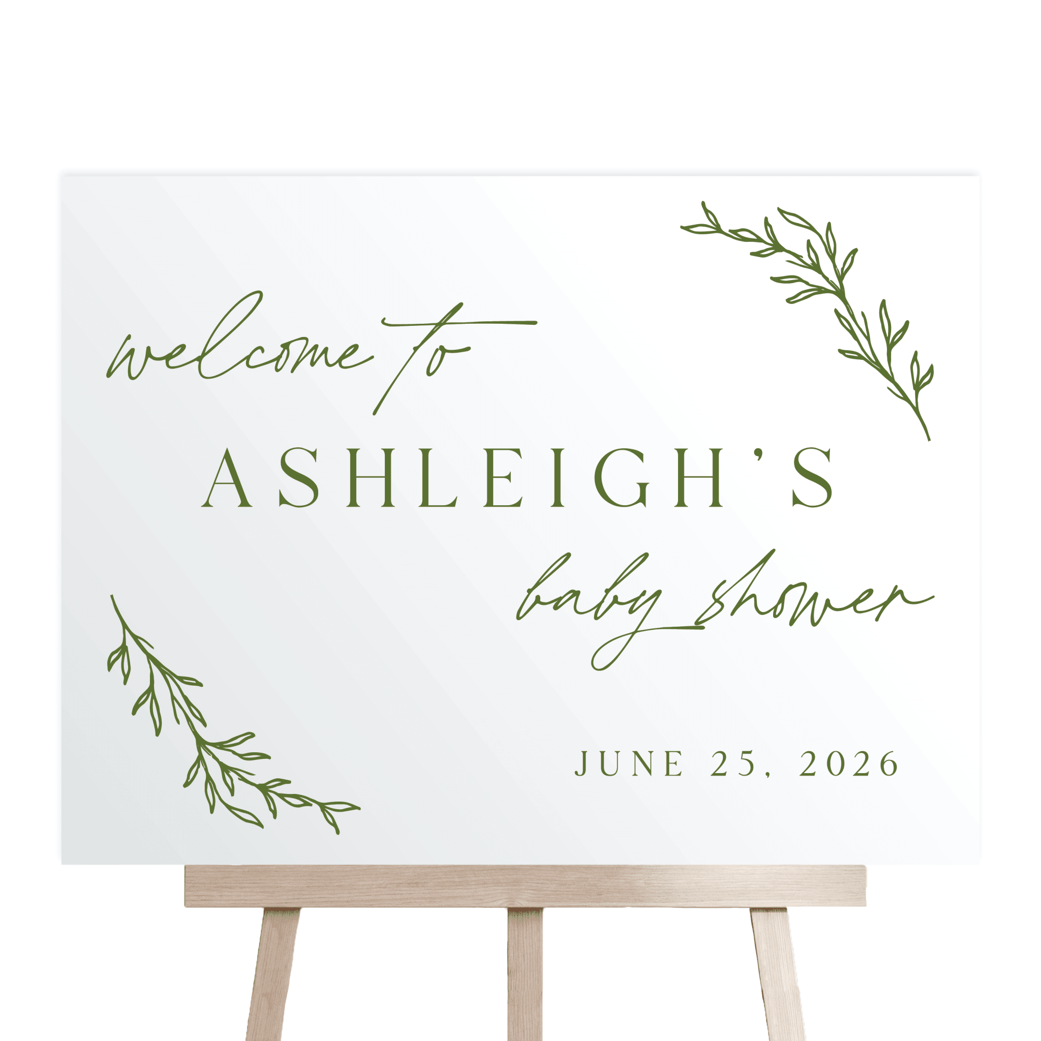 Elegant Greenery Baby Shower Acrylic Sign - Welcome Sign