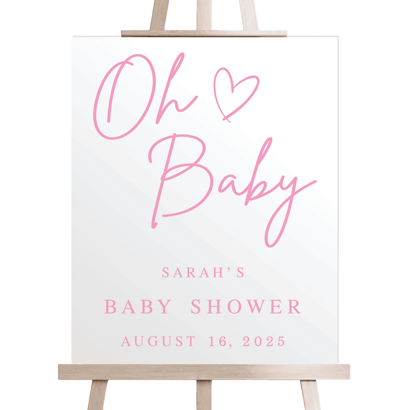 Modern Oh Baby Personalized Baby Shower Acrylic Sign - Welcome Sign