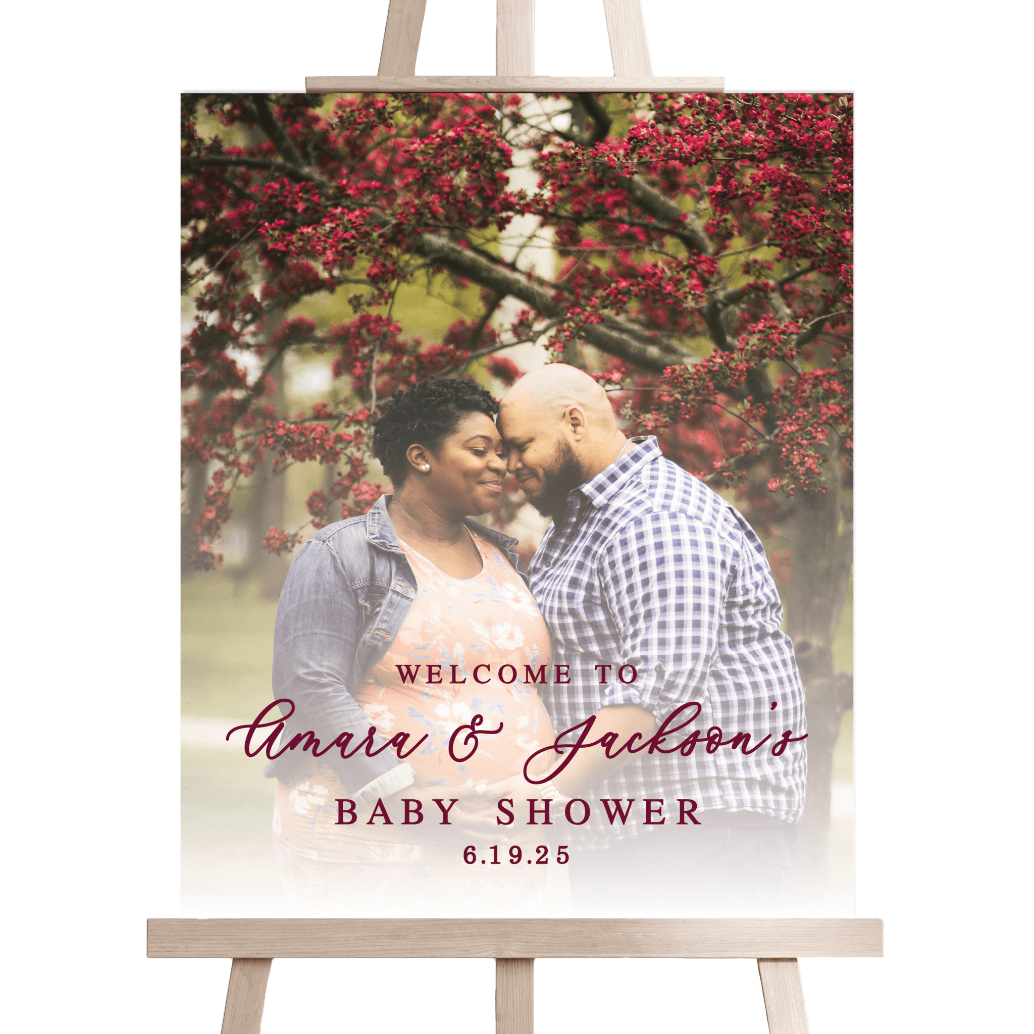 Custom Couple's Photo Baby Shower Acrylic Sign - Welcome Sign