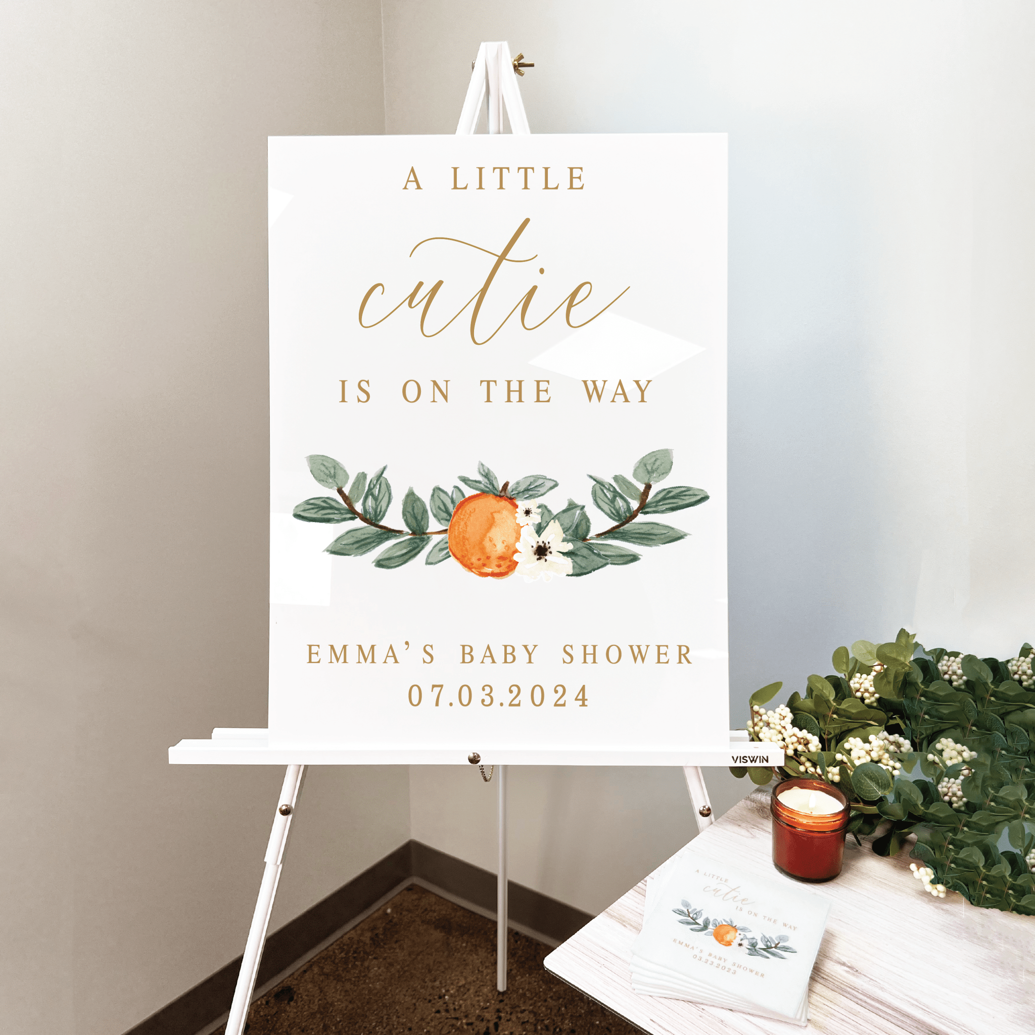 A Little Cutie Is On The Way Baby Shower Sign - Welcome Sign