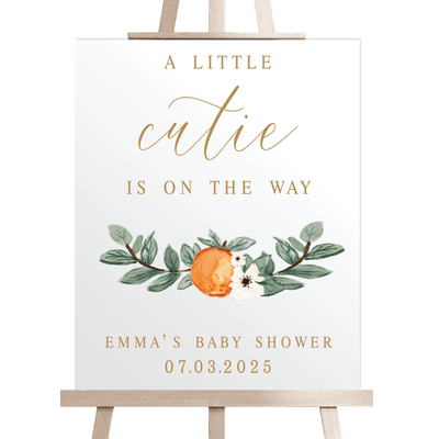 A Little Cutie Is On The Way Baby Shower Sign - Welcome Sign