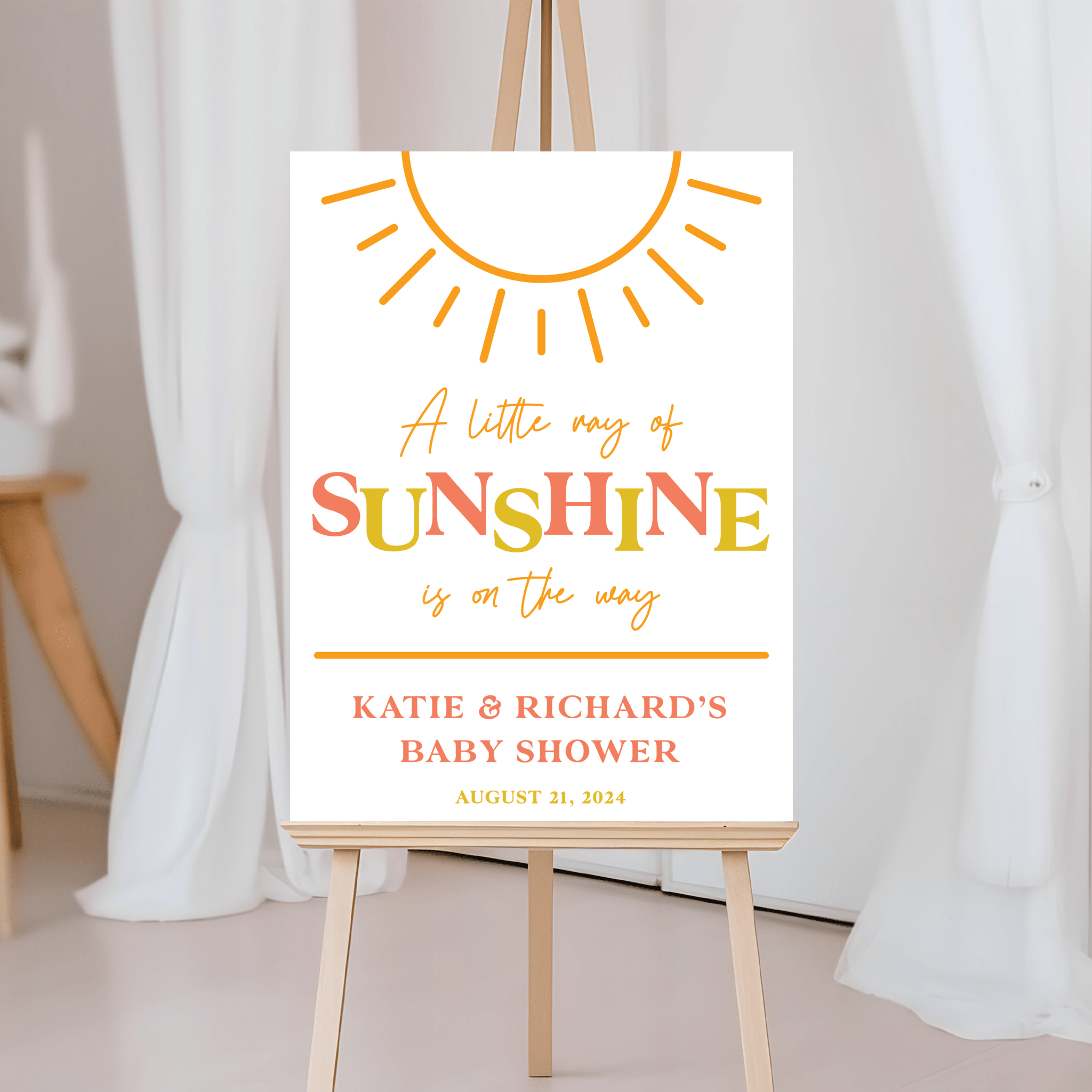 Little Ray of Sunshine Acrylic Baby Shower Sign - Welcome Sign