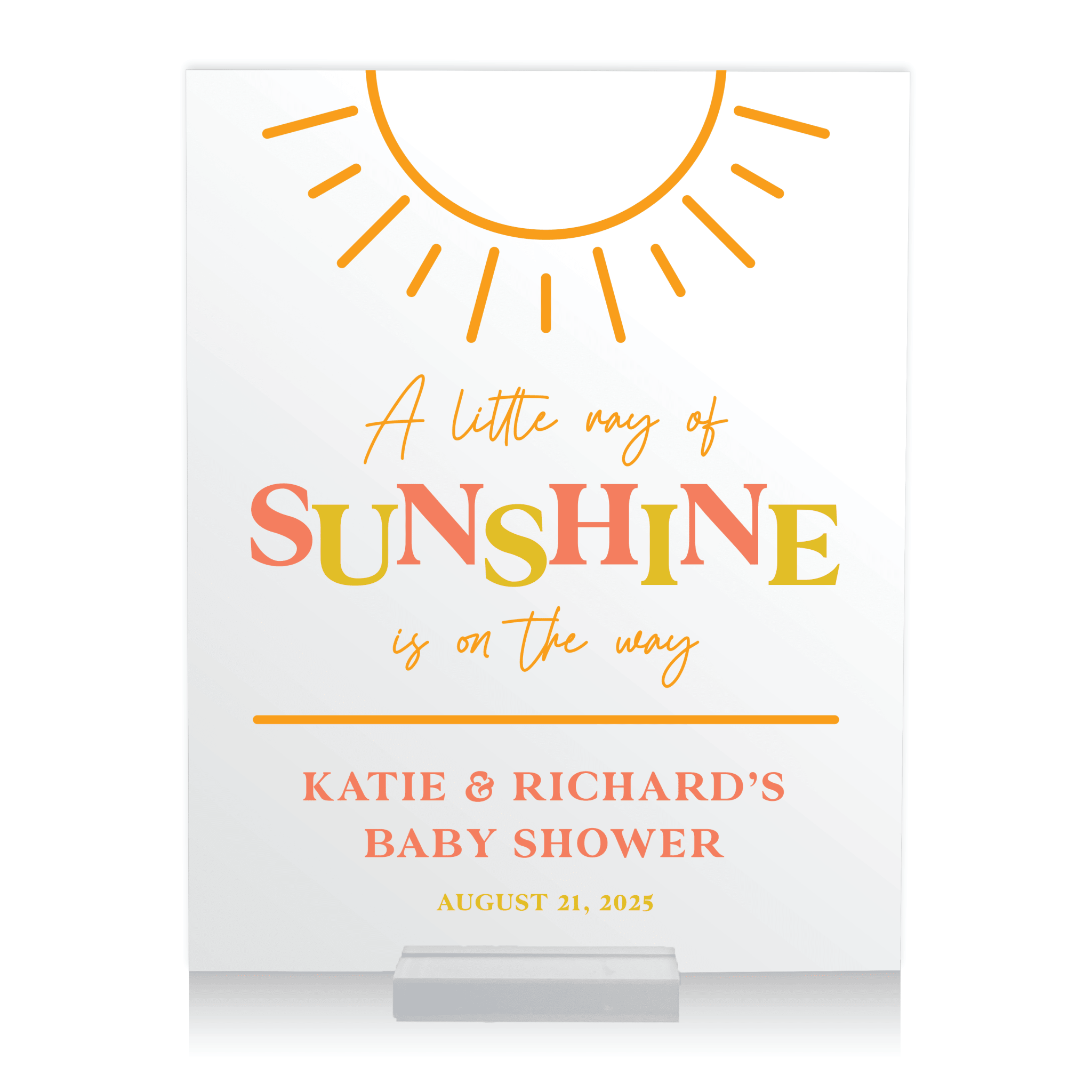 Little Ray of Sunshine Acrylic Baby Shower Sign - Welcome Sign