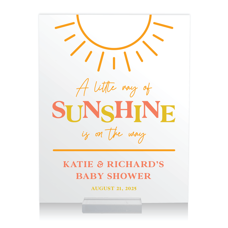 Little Ray of Sunshine Acrylic Baby Shower Sign - Welcome Sign