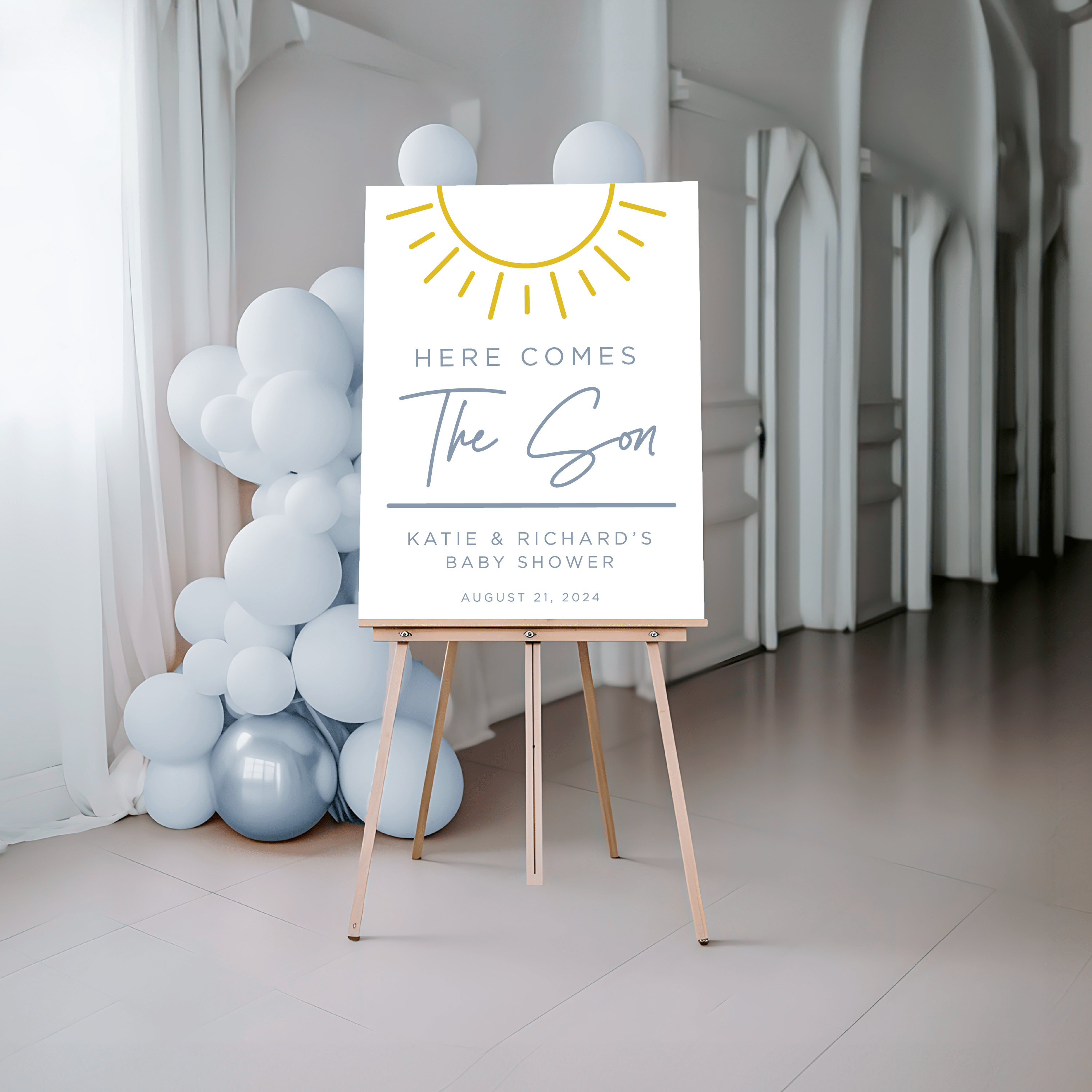 Here Comes The Son Acrylic Baby Shower Sign - Welcome Sign