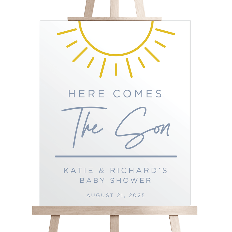 Here Comes The Son Acrylic Baby Shower Sign - Welcome Sign