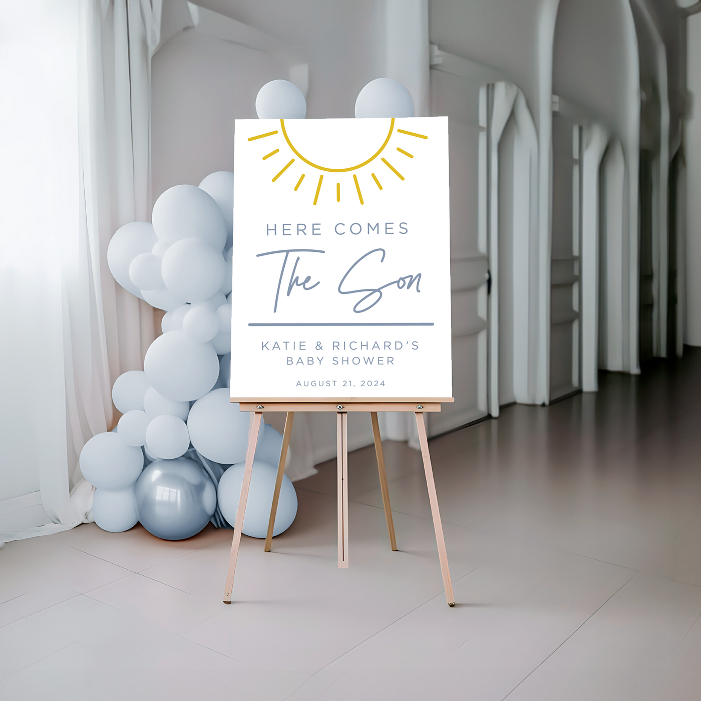 Here Comes The Son Acrylic Baby Shower Sign