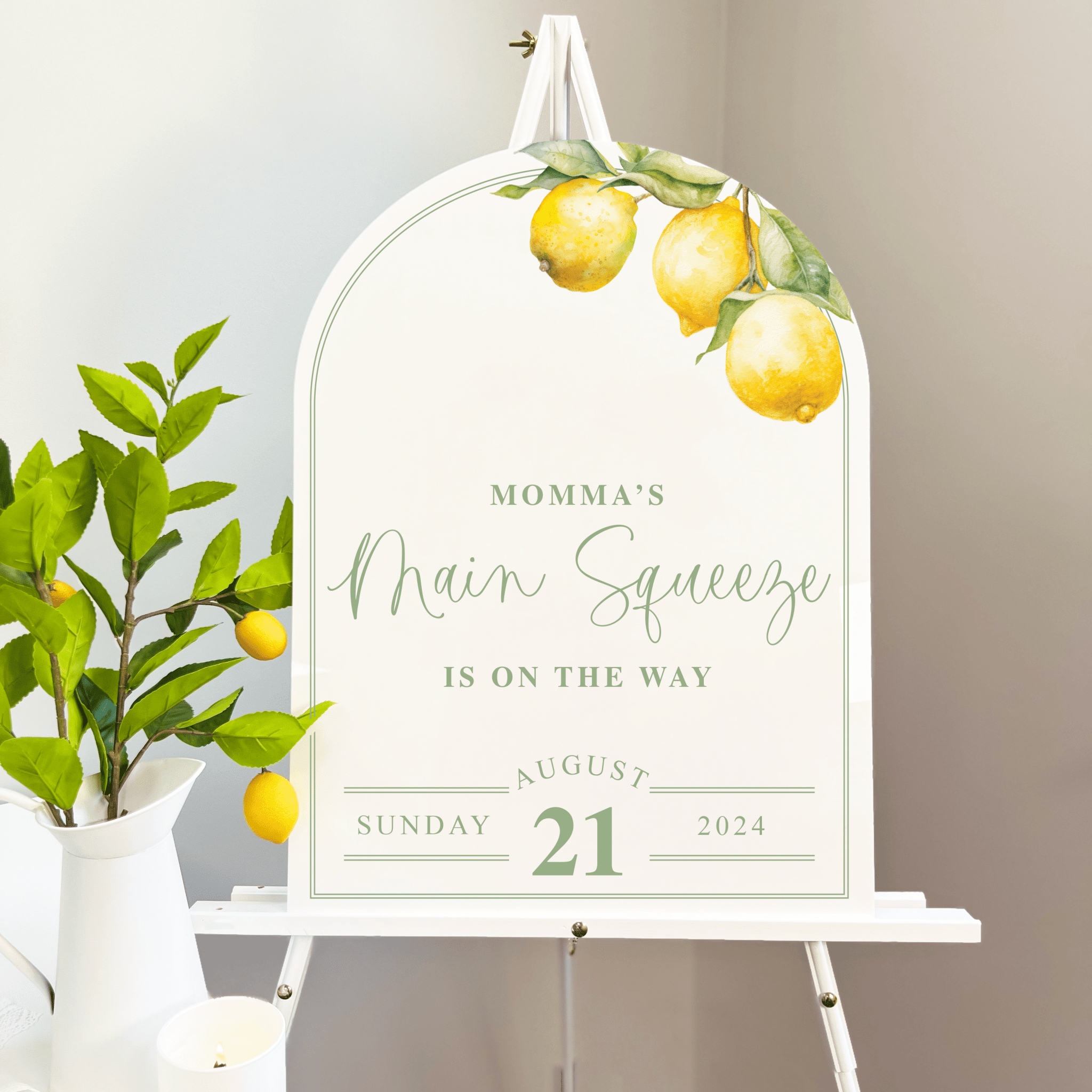 Momma's Main Squeeze Acrylic Baby Shower Sign - Welcome Sign