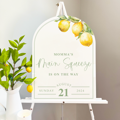 Momma's Main Squeeze Acrylic Baby Shower Sign