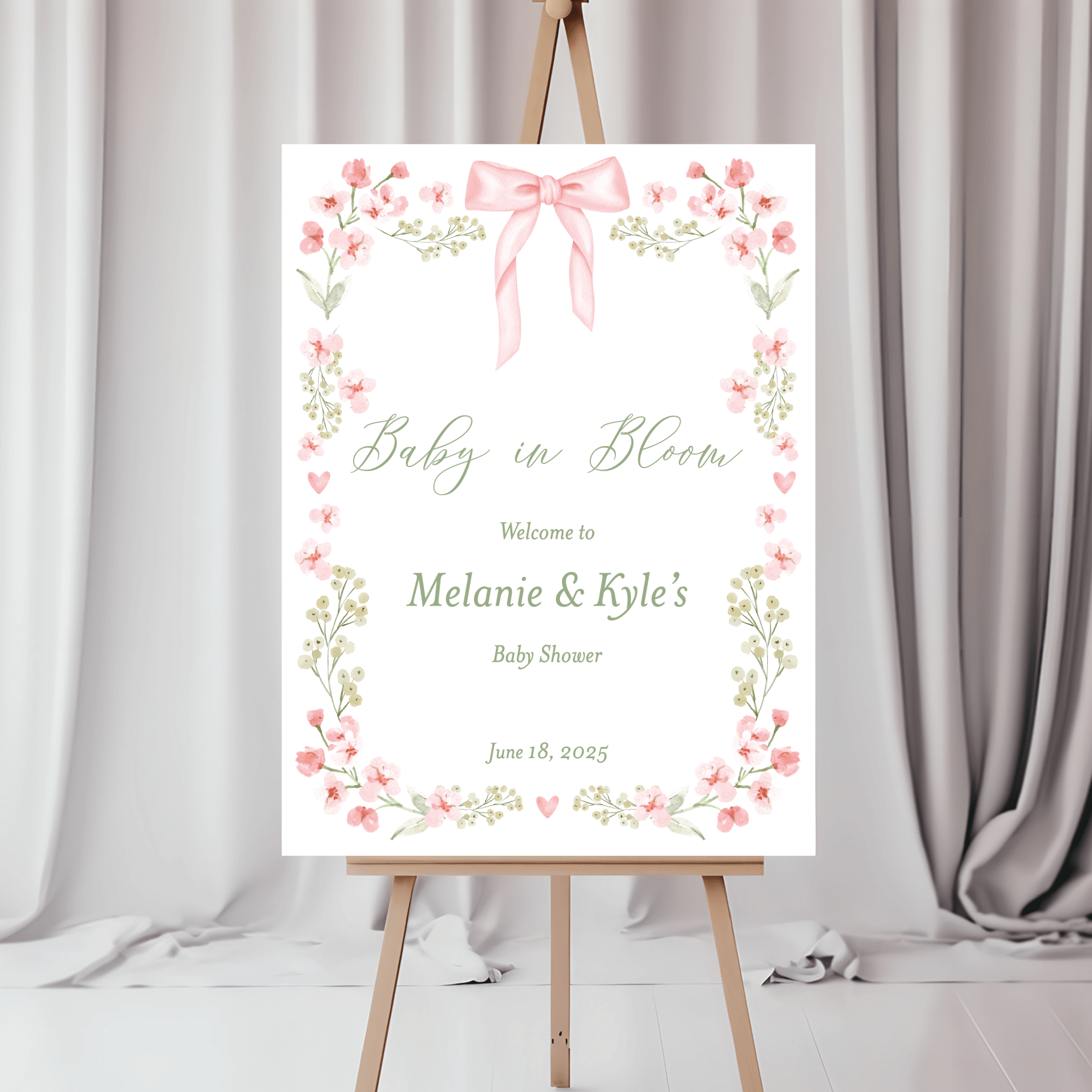 Baby in Bloom Personalized Baby Shower Sign - Welcome Sign