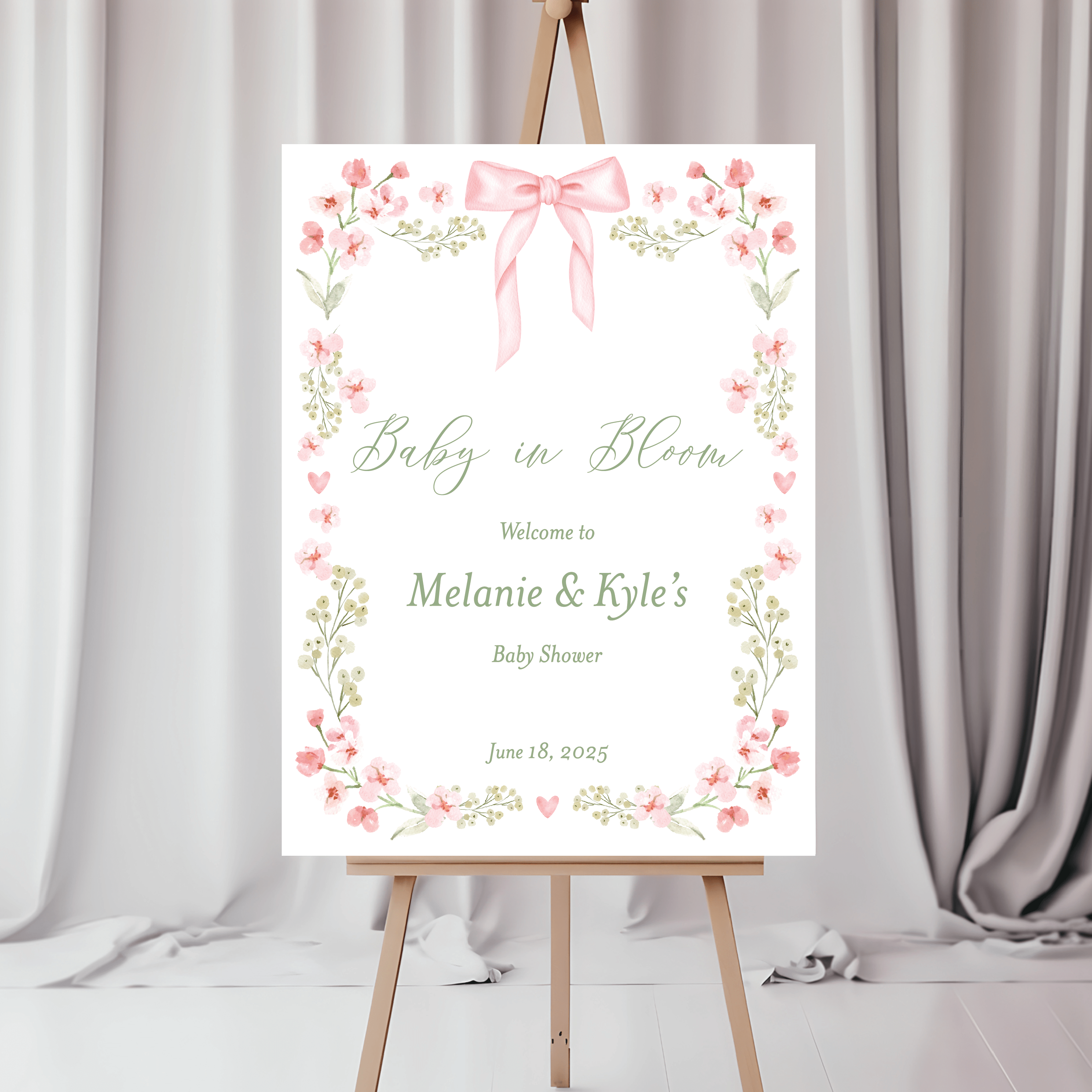 Baby in Bloom Personalized Baby Shower Sign - Welcome Sign