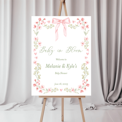 Baby in Bloom Personalized Baby Shower Sign