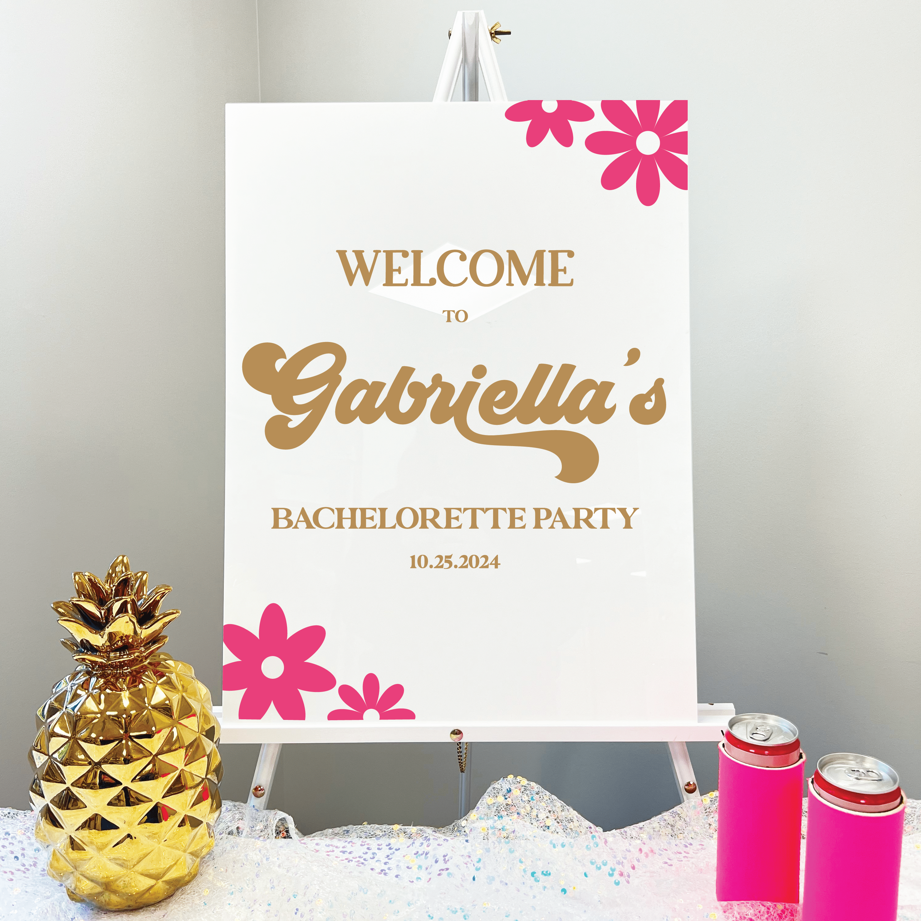 Groovy Flowers Acrylic Bachelorette Sign - Bachelorette Sign