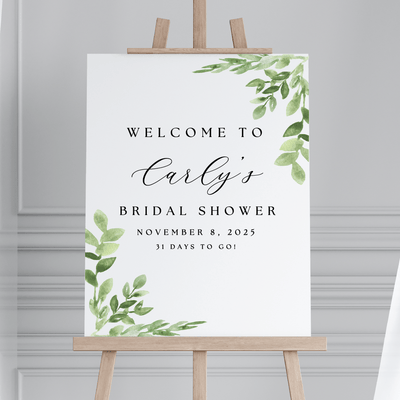Elegant Greenery Acrylic Bridal Shower Sign - Bridal Shower Sign