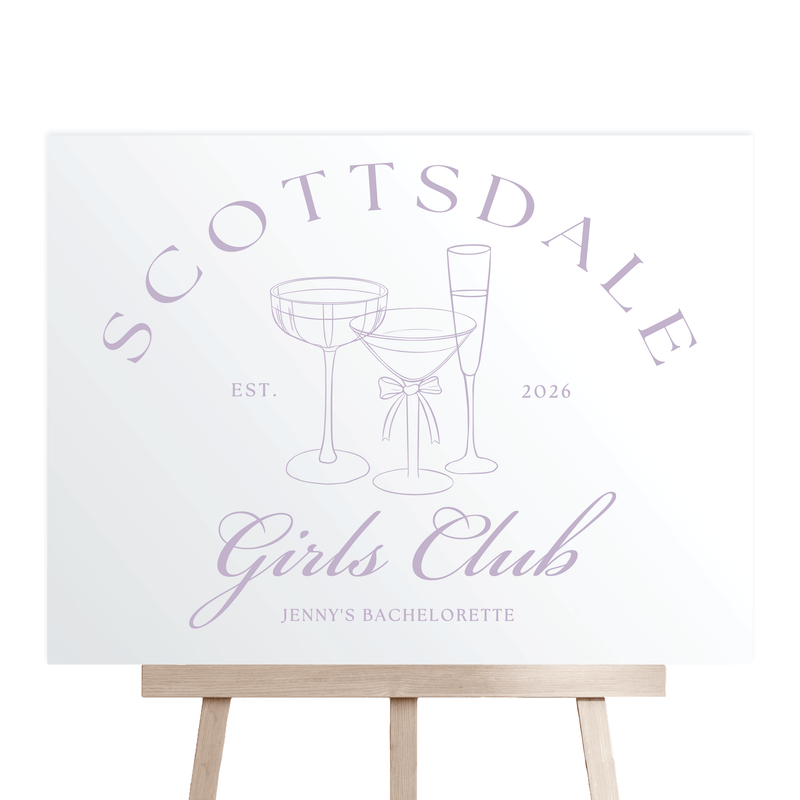 Scottsdale Girls Club Acrylic Bachelorette Sign - Bachelorette Sign