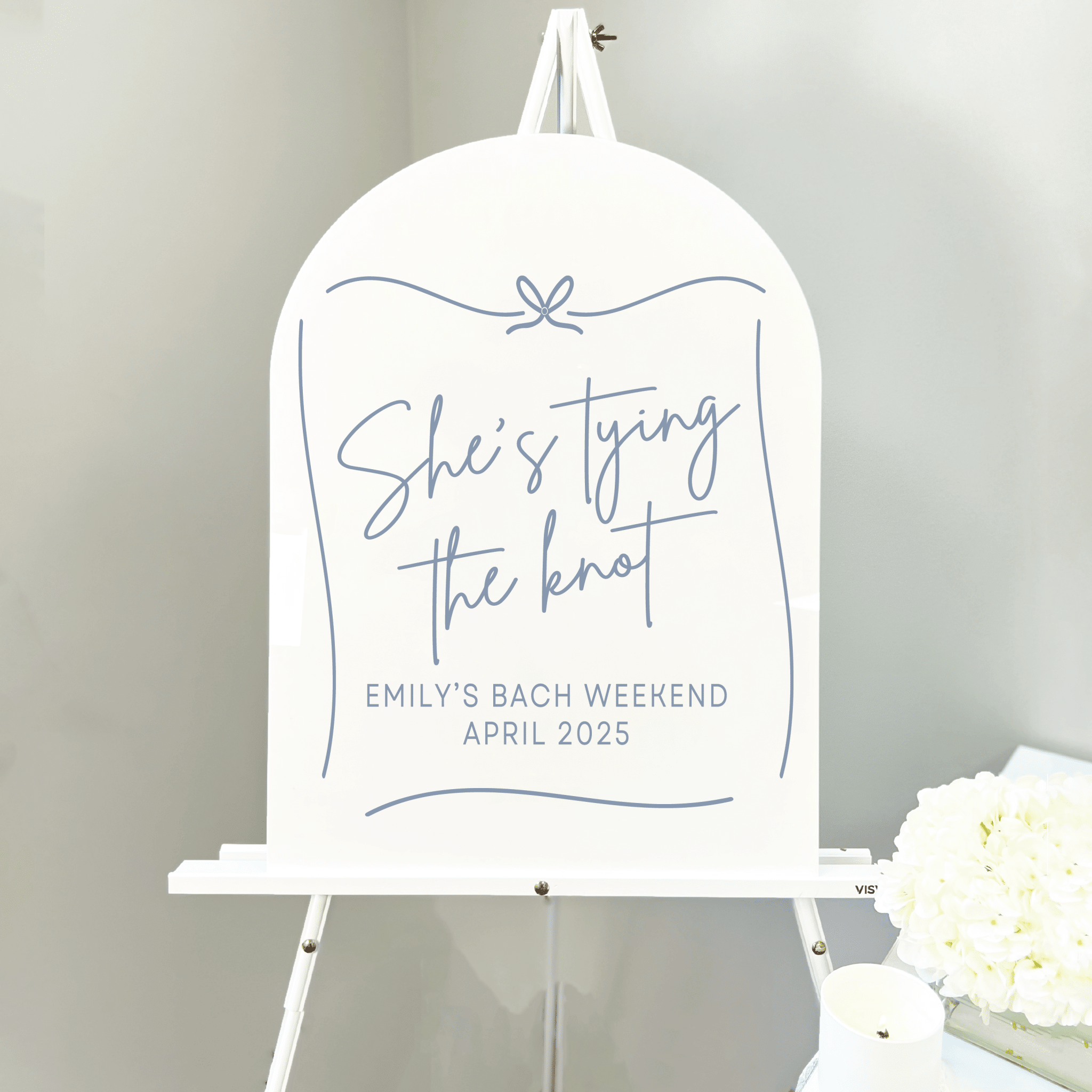 She's Tying The Knot Acrylic Bachelorette Sign - Bachelorette Sign
