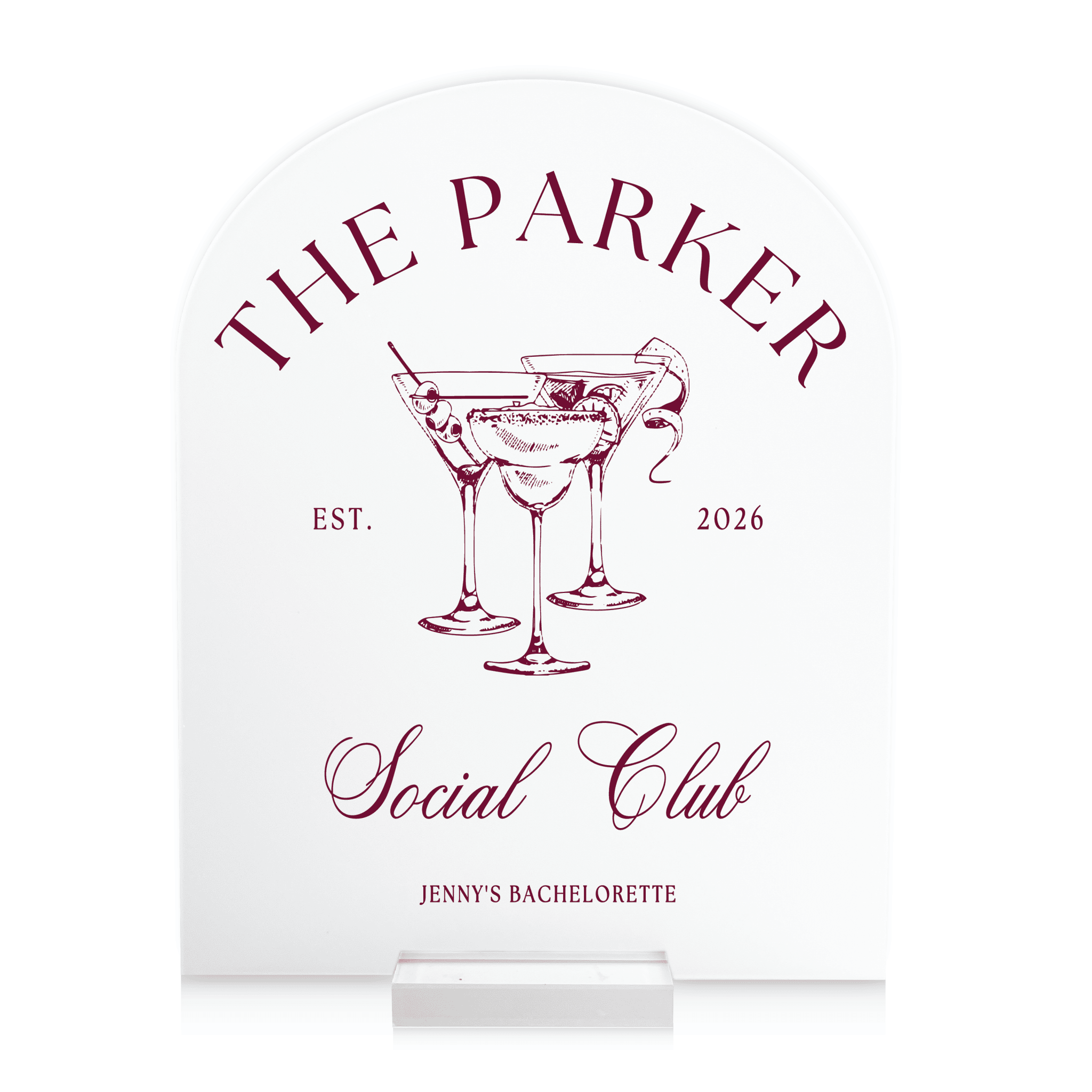 Social Club Acrylic Bachelorette Sign - Bachelorette Sign