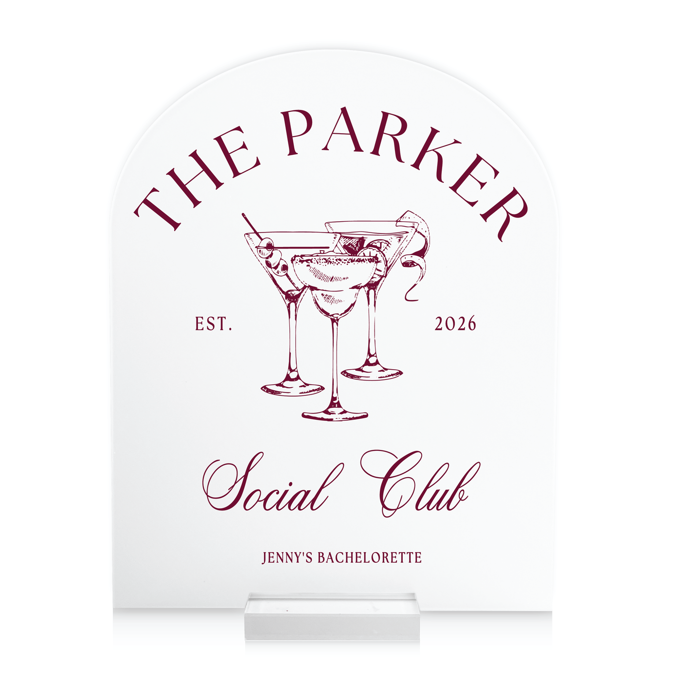 Social Club Acrylic Bachelorette Sign - Bachelorette Sign