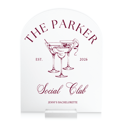 Social Club Acrylic Bachelorette Sign - Bachelorette Sign