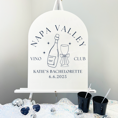 Vino Club Acrylic Bachelorette Sign