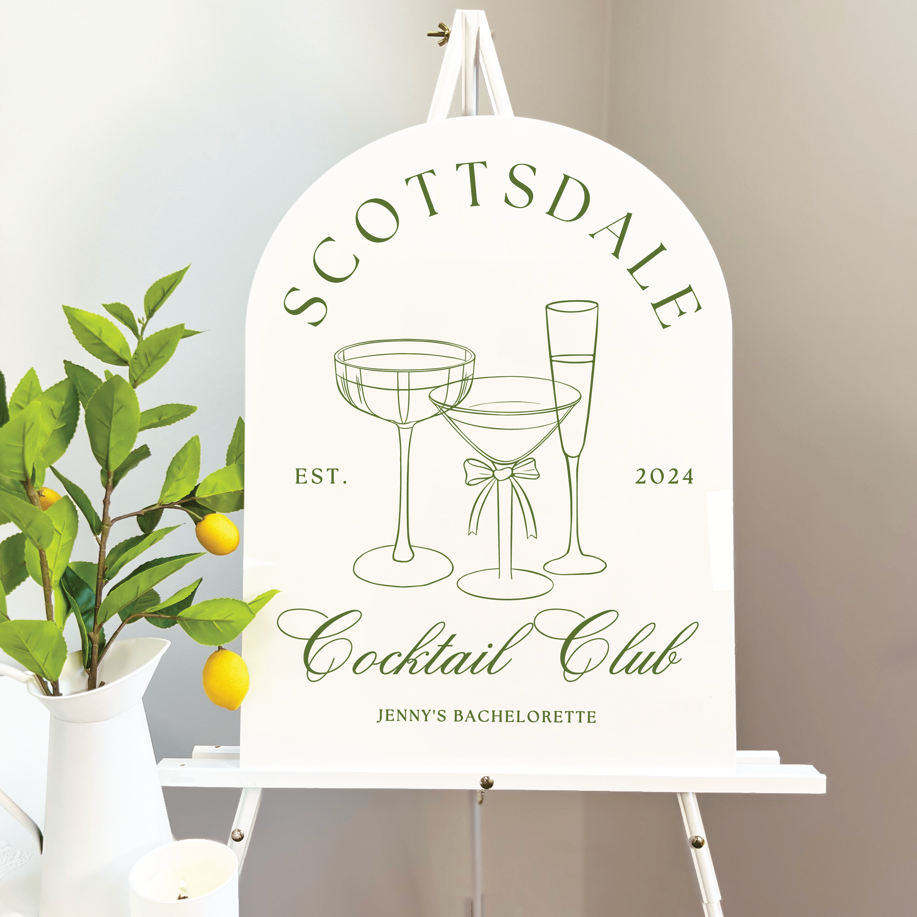 Cocktail Club Acrylic Bachelorette Sign - Bachelorette Sign
