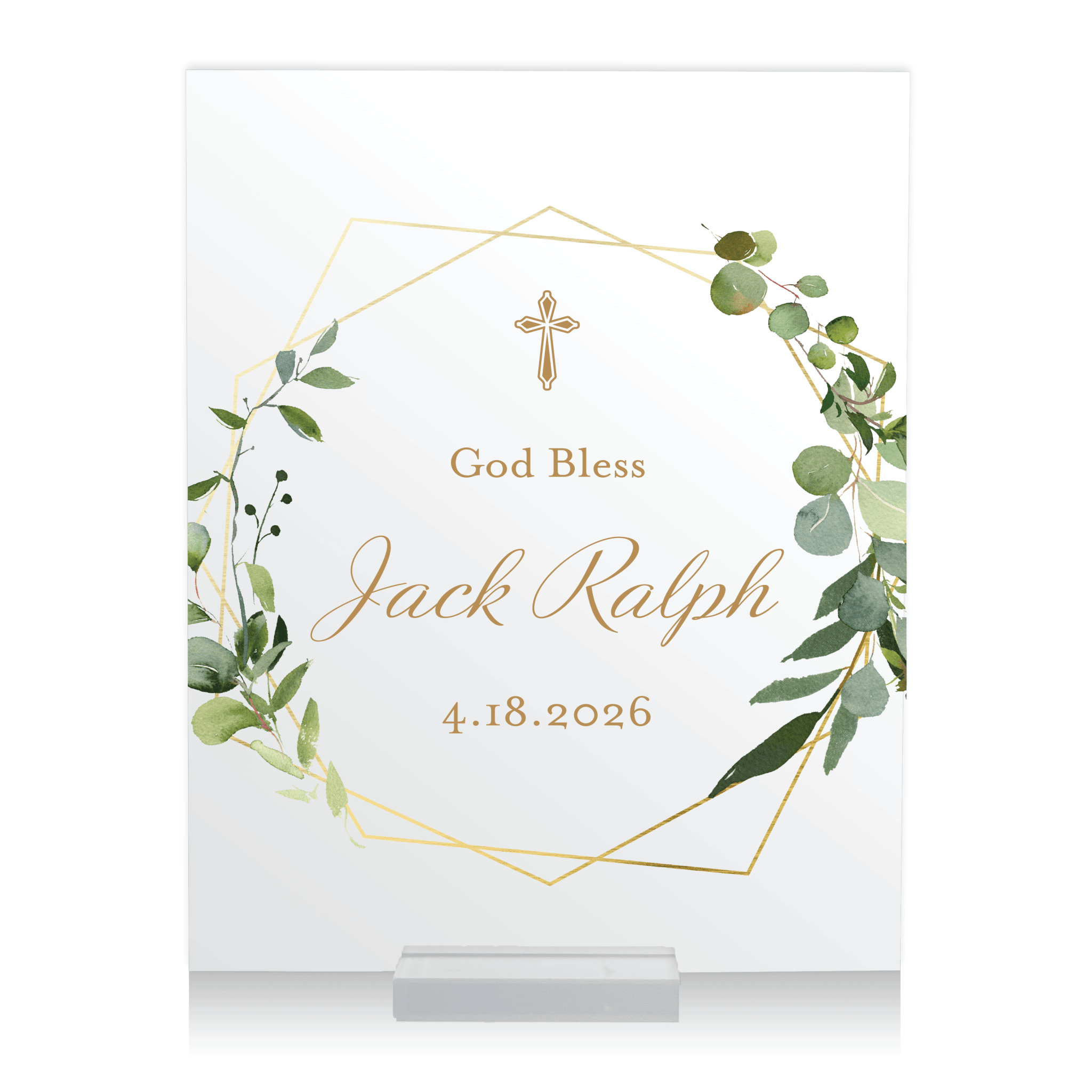 Modern Greenery Baptism Welcome Sign - Welcome Sign