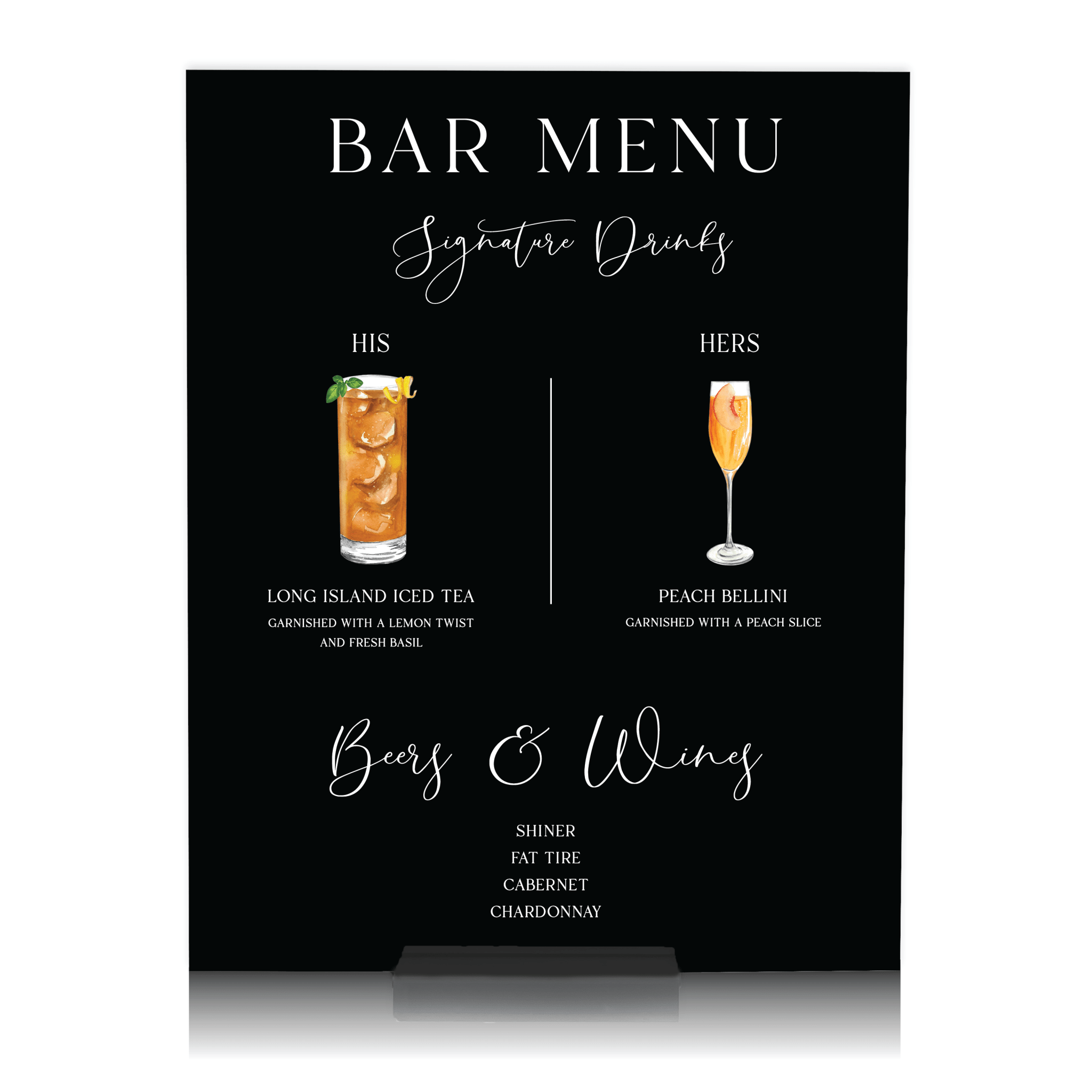 Acrylic Wedding Bar Menu - Modern - Bar Menu
