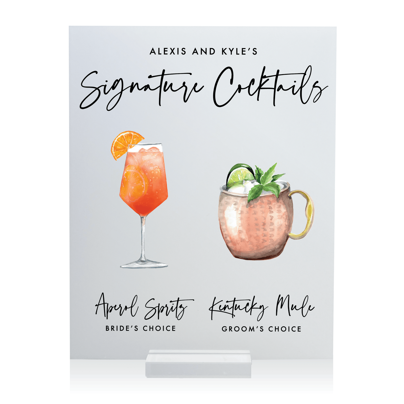 Signature Cocktails Bar Sign - Bride and Groom Choice