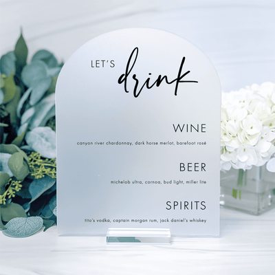 Let's Drink Bar Menu Sign