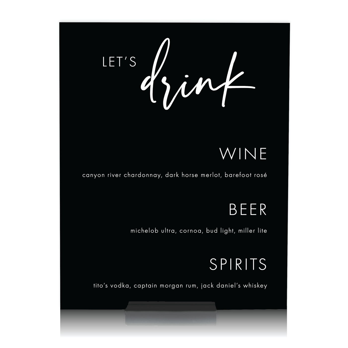 Let's Drink Bar Menu Sign