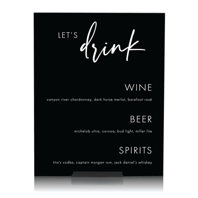 Let's Drink Bar Menu Sign