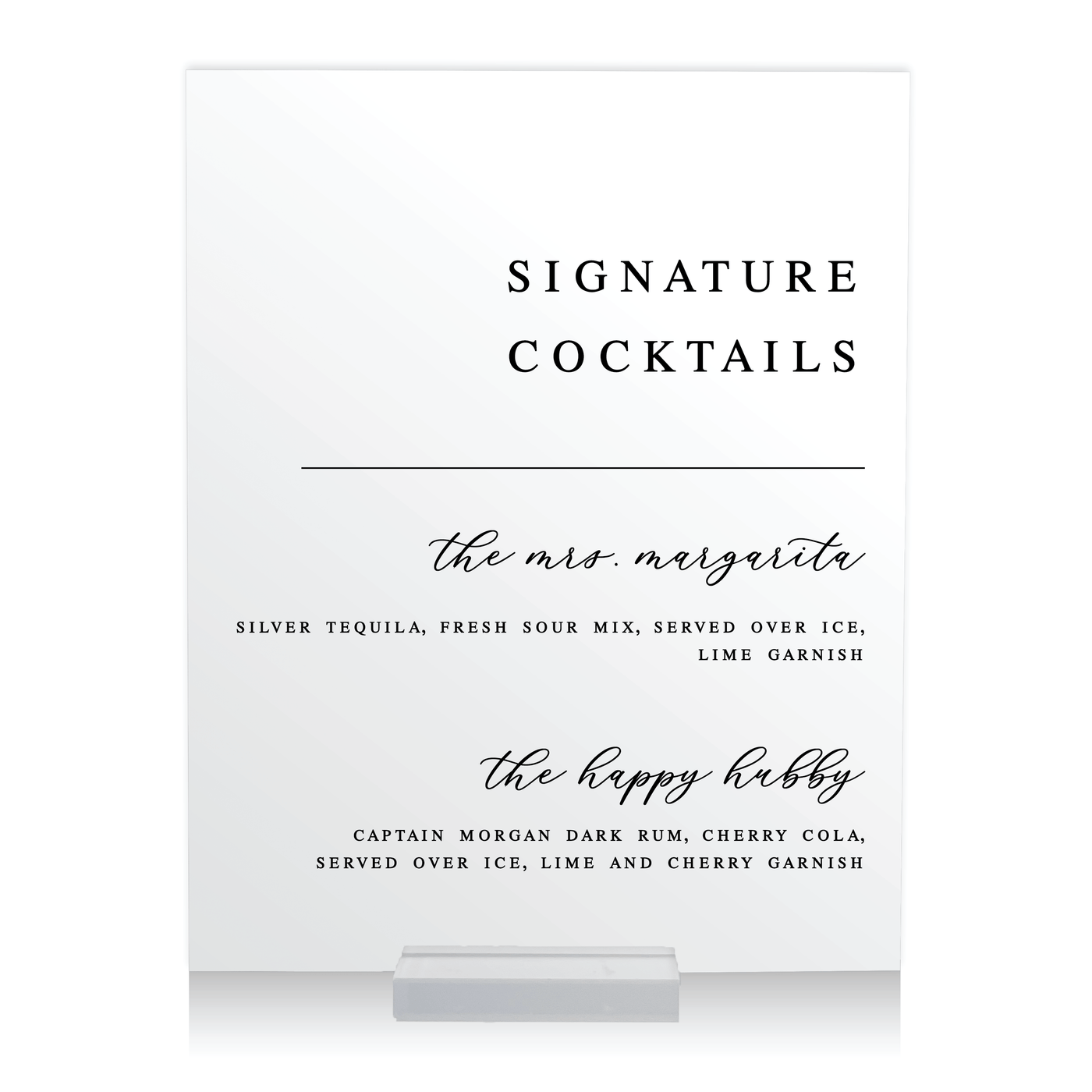 Signature Cocktails Acrylic Bar Sign