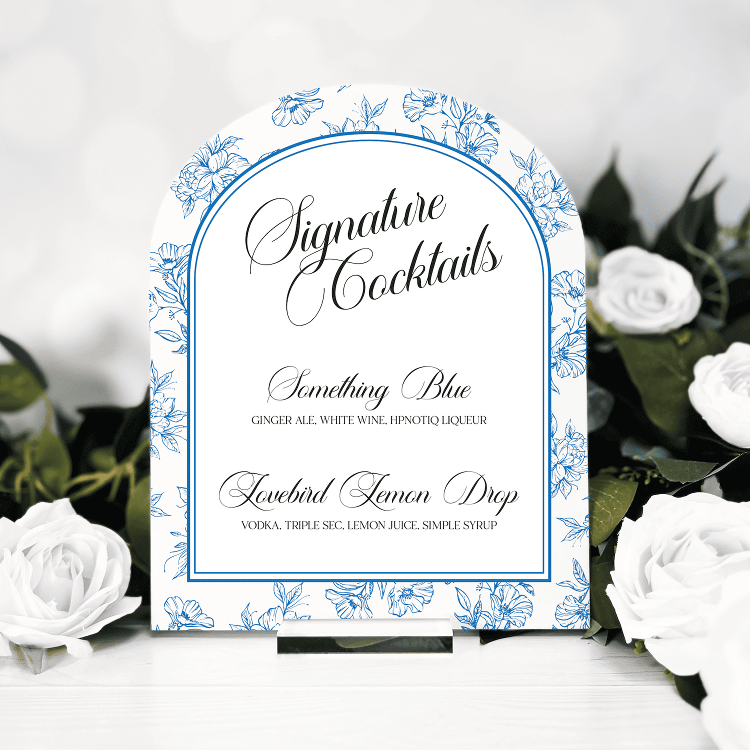 Signature Cocktail Elegant Floral Sign