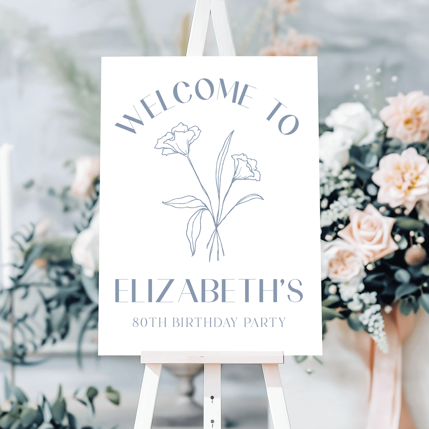 Elegant Floral Birthday Sign