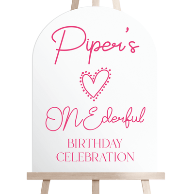 Ms ONEderful Heart Personalized Birthday Sign