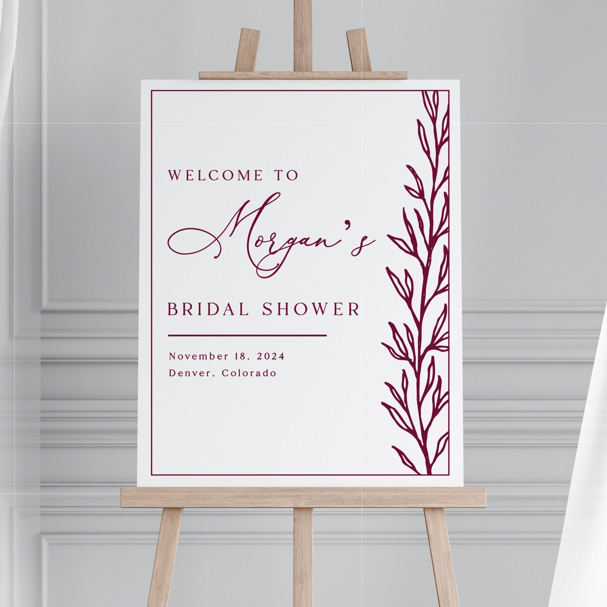 Modern Greenery Acrylic Bridal Shower Sign - Welcome Sign