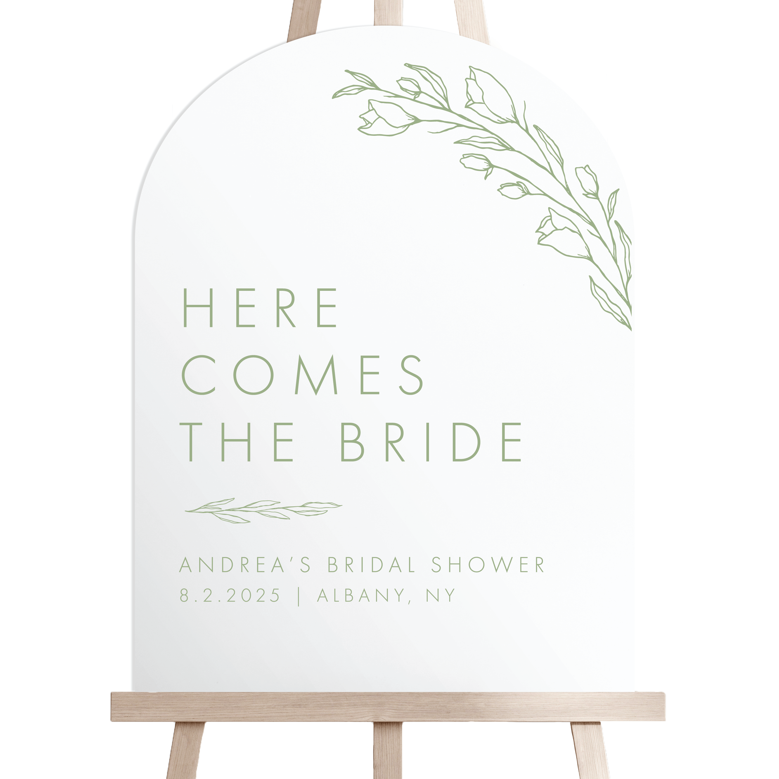 Here Comes The Bride Acrylic Bridal Shower Sign - Welcome Sign
