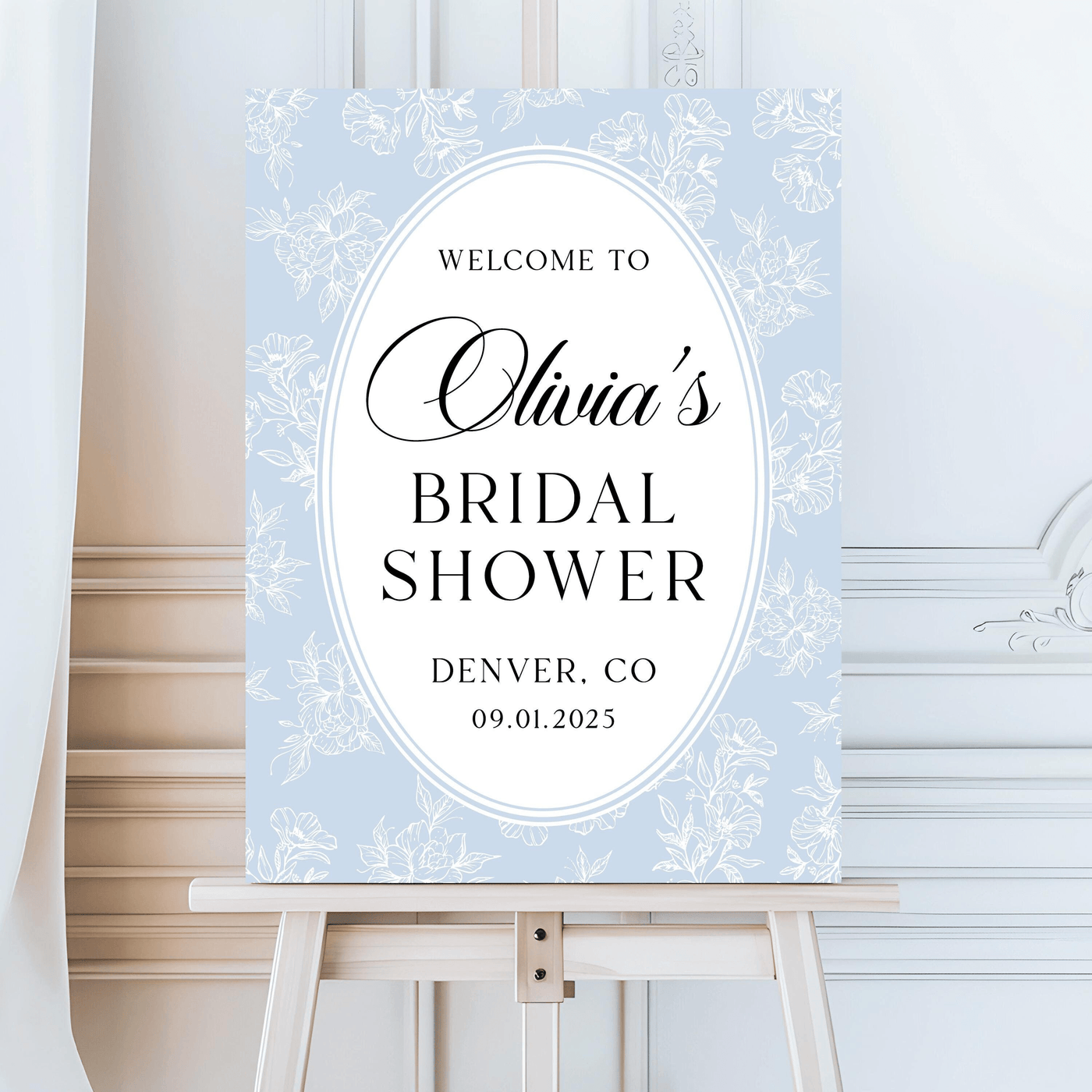 Dainty Florals Custom Bridal Shower Acrylic Sign