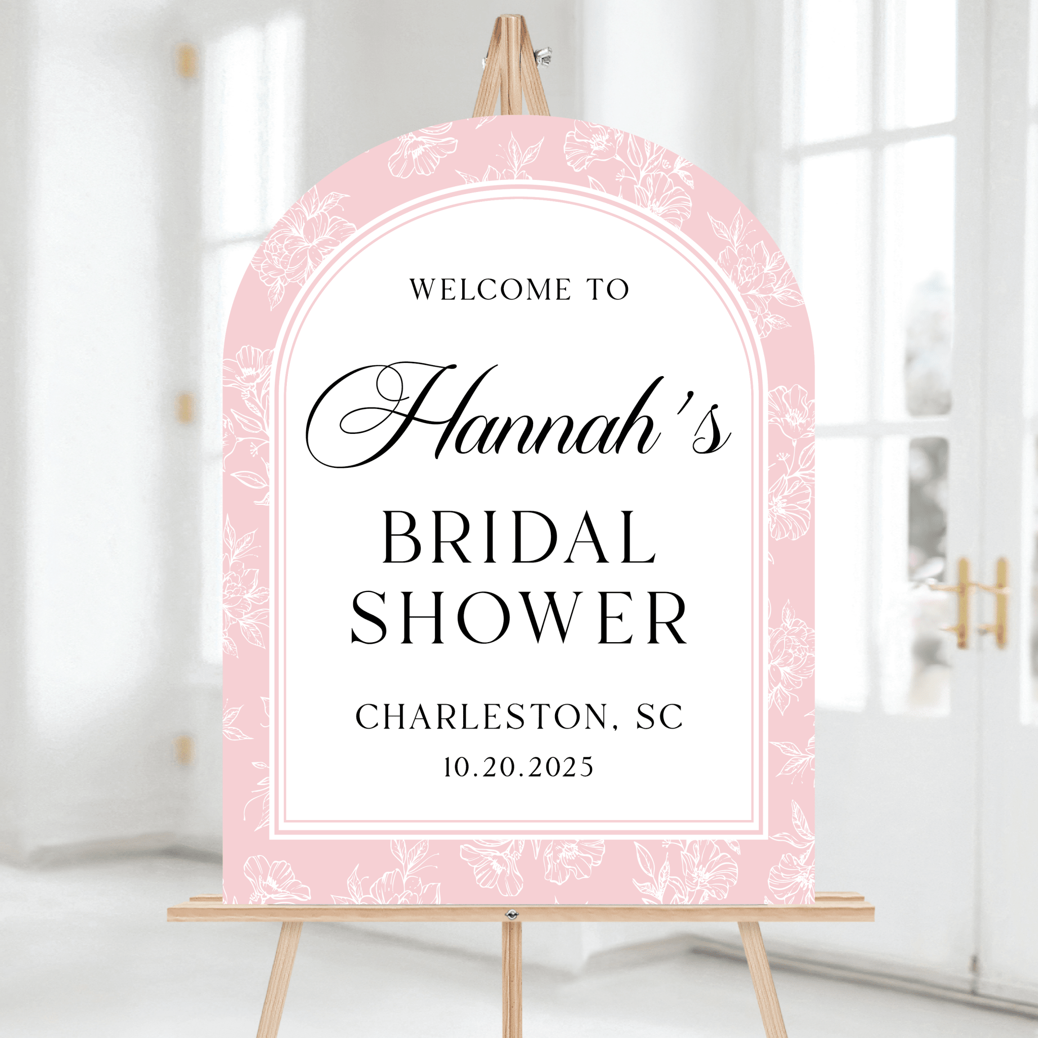 Dainty Florals Personalized Bridal Shower Acrylic Sign - Welcome Sign