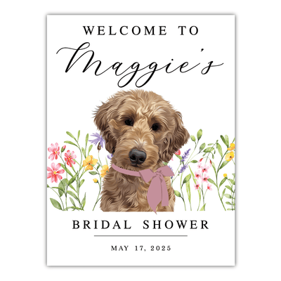 Bridal Shower Welcome Sign with Illustrated Pet