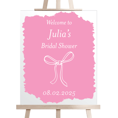 Elegant Bow Personalized Bridal Shower Sign - Welcome Sign