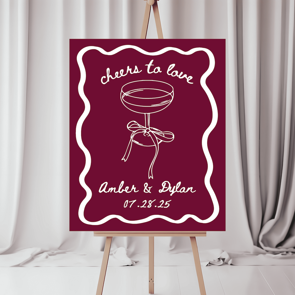 Cheers to Love Wedding Welcome Sign - Welcome Sign