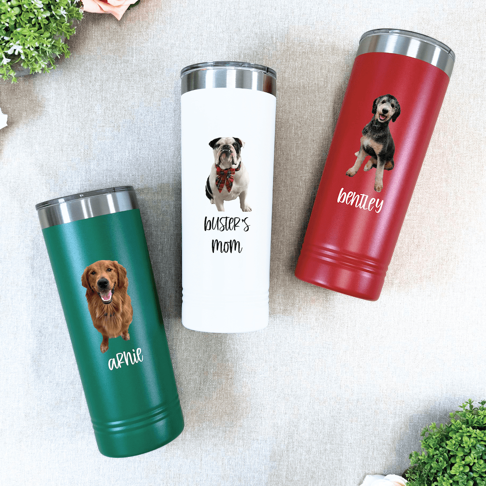 Custom Pet Photo Skinny Tumbler – 22oz Stainless Steel Personalized Cup